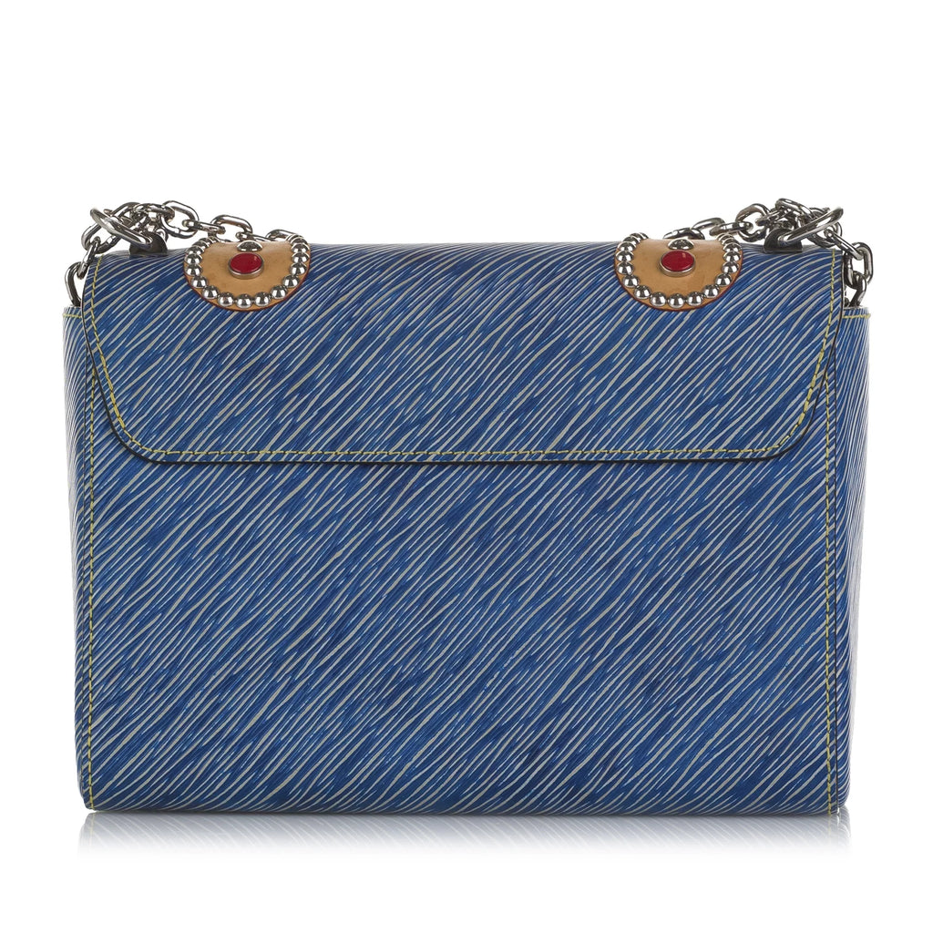 Pre-Owned Authenticated Louis Vuitton Studded Epi Twist MM Leather Blue Crossbody Bag Unisex (Good)