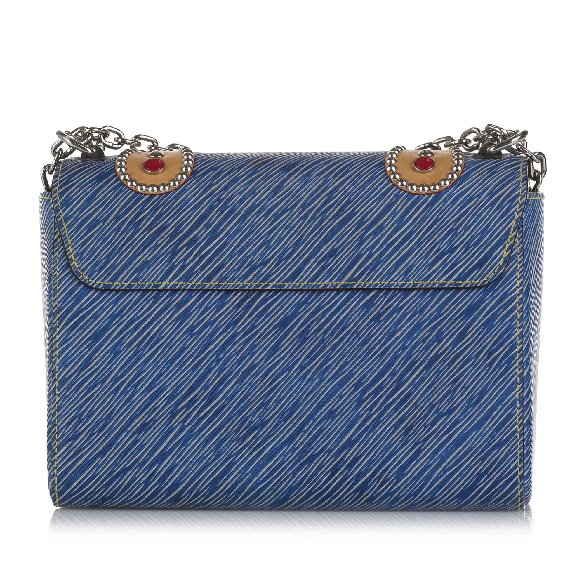 Pre-Owned Authenticated Louis Vuitton Studded Epi Twist MM Leather Blue Crossbody Bag Unisex (Good)