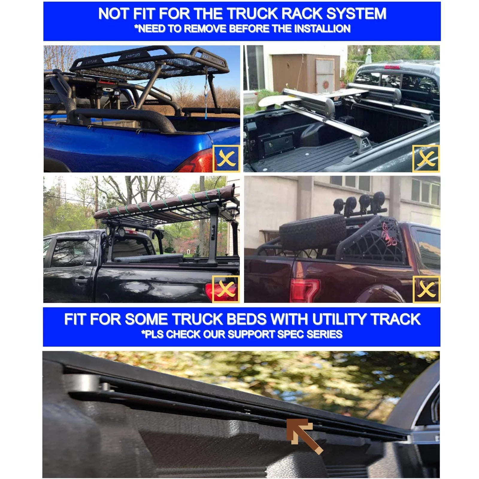 Mamoru Hard FRP Quad-Fold Solid Tonneau Wrap Fitting with 2016 2017 2018 2019 2020 2021 2022 2023 Tacoma 6' / 73.7" Truck Bed Shield | Fit for Deck Rail System