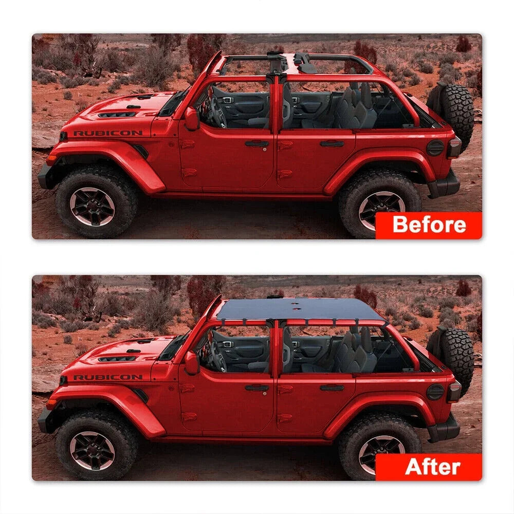 Jahyshow Easy Installation Leather Top Sunshade Protection for Jeep Wrangler JK JKU 07-18 - Enjoy Shade on the Go