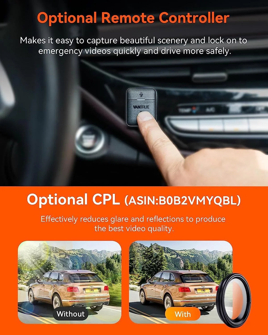 Vantrue N4 Pro 3 Channel 4K WiFi Dash Cam | GPS 4K + 1080P + 1080P (Memory Card Not Included)