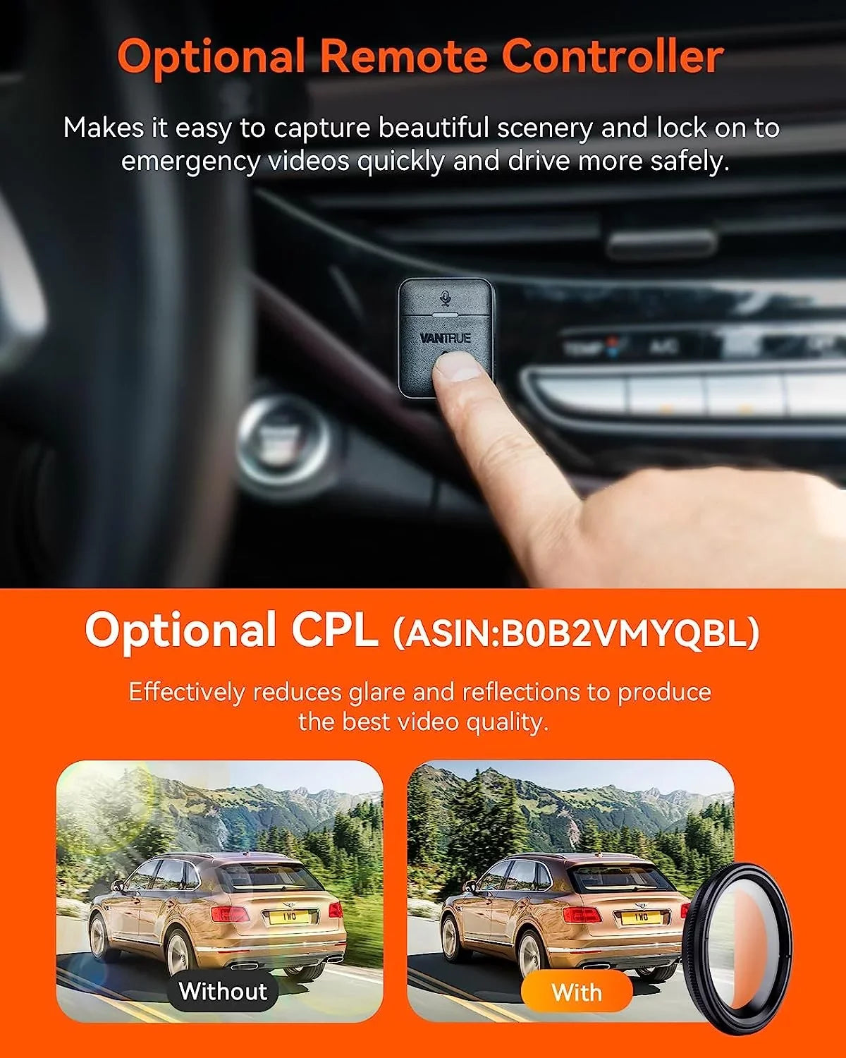 Vantrue N4 Pro 3 Channel 4K WiFi Dash Cam | GPS 4K + 1080P + 1080P (Memory Card Not Included)