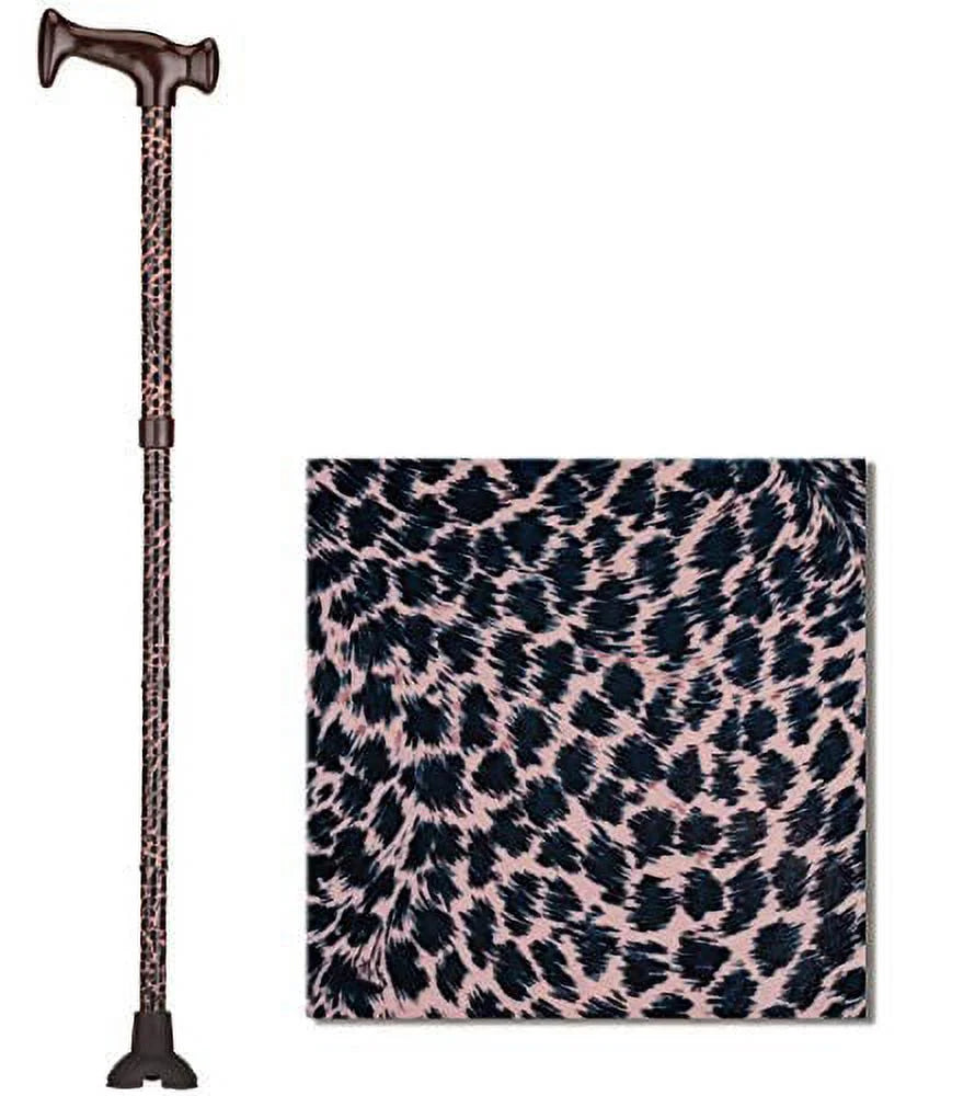 NOVA Folding Cane, Walking Cane with Quad Tip, Foldable & Adjustable Travel Cane, Leopard