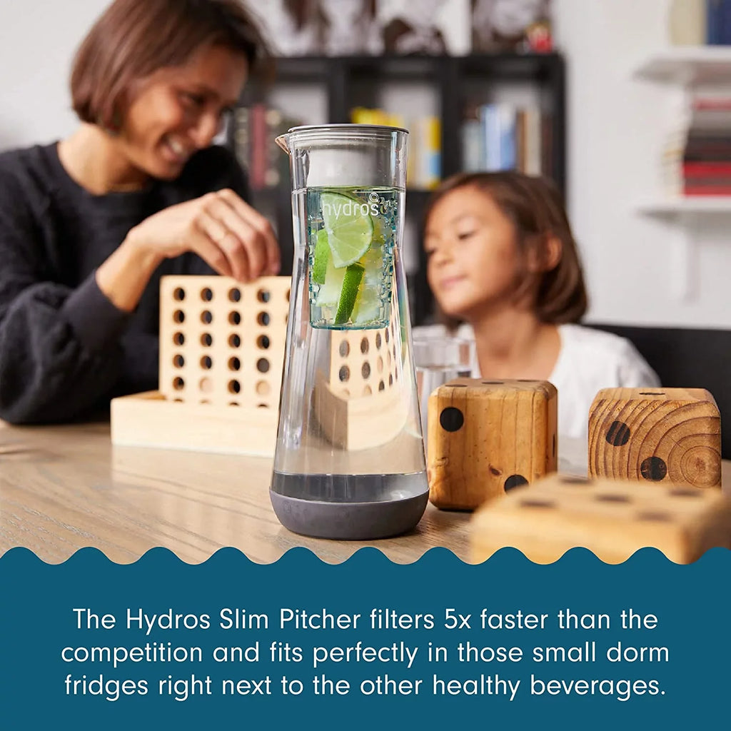 Hydros | 40oz Water Filter Slim Pitcher | Powered by Fast Flo Tech | 40 Second Quick Fill-Up | 5 Cup Capacity Slim Pitcher | BPA Free Plastic | Red