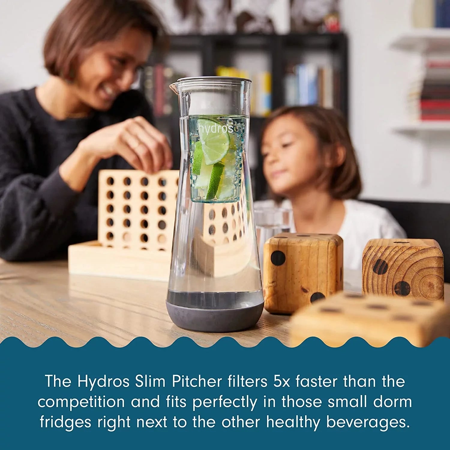 Hydros | 40oz Water Filter Slim Pitcher | Powered by Fast Flo Tech | 40 Second Quick Fill-Up | 5 Cup Capacity Slim Pitcher | BPA Free Plastic | Red