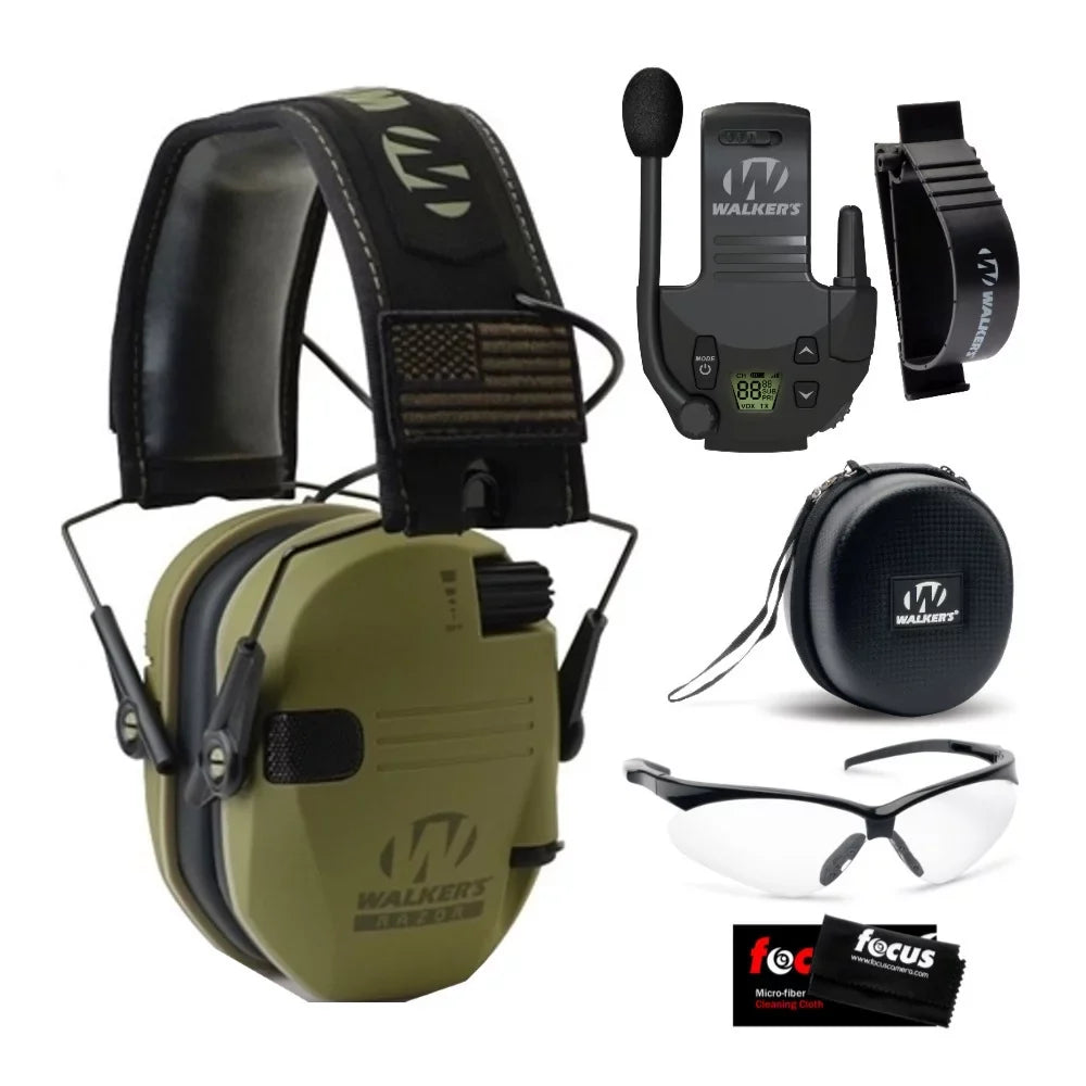Walker's Razor Slim Electronic Hearing Protection BUNDLE, Green Patriot