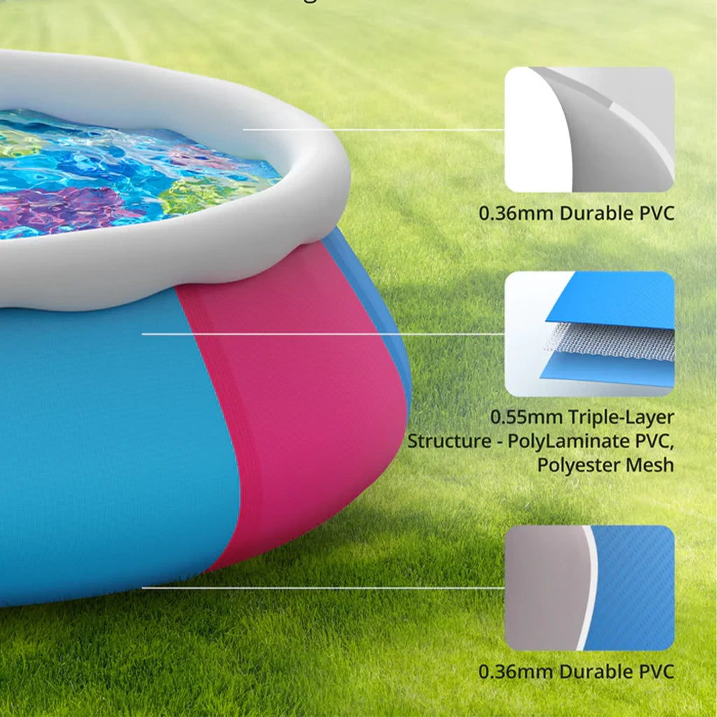Inolait Inflatable Pool Full-Sized Family Lounge Pools Thicker abrasion Durable material ,120" x 72" x 22"