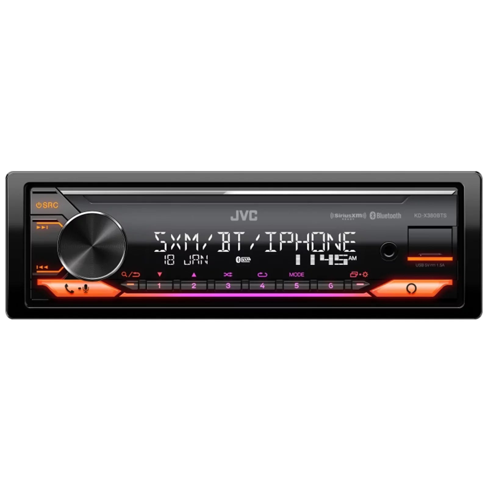 JVC KD-X380BTS Single DIN Bluetooth USB AUX AM/FM Radio Stereo LED SiriusXM Ready Amazon Alexa Car Audio Receiver, 2x Enrock 6.5" Speakers with Adapters, FLHX FLHTC Install Harley Dash Kit