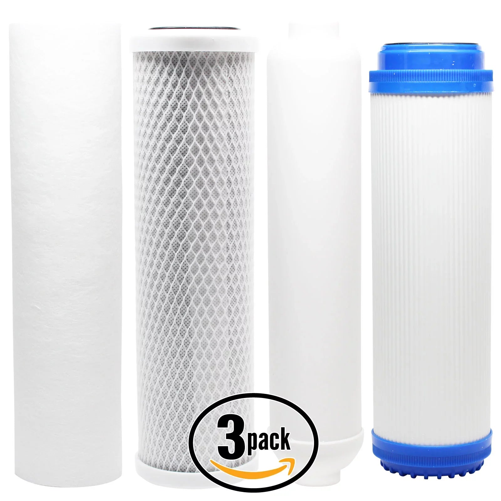 3-Pack Replacement Filter Kit for Aquasafe Maximus II RO System - Includes Carbon Block Filter, PP Sediment Filter, GAC Filter & Inline Filter Cartridge - Denali Pure Brand