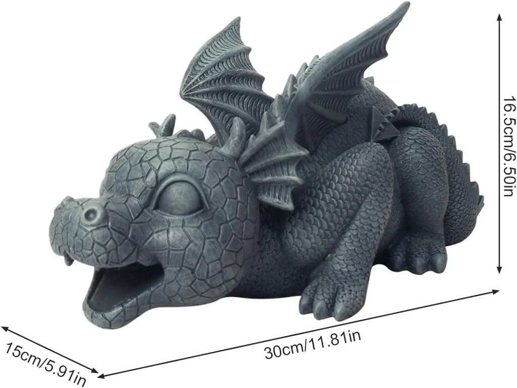 Dragon Fountain Resin Pond Spouting Dragon Garden Statue Climate Durable Realistic Water Spray Dragon Statue for Yard Park Courtyard Pond Pool