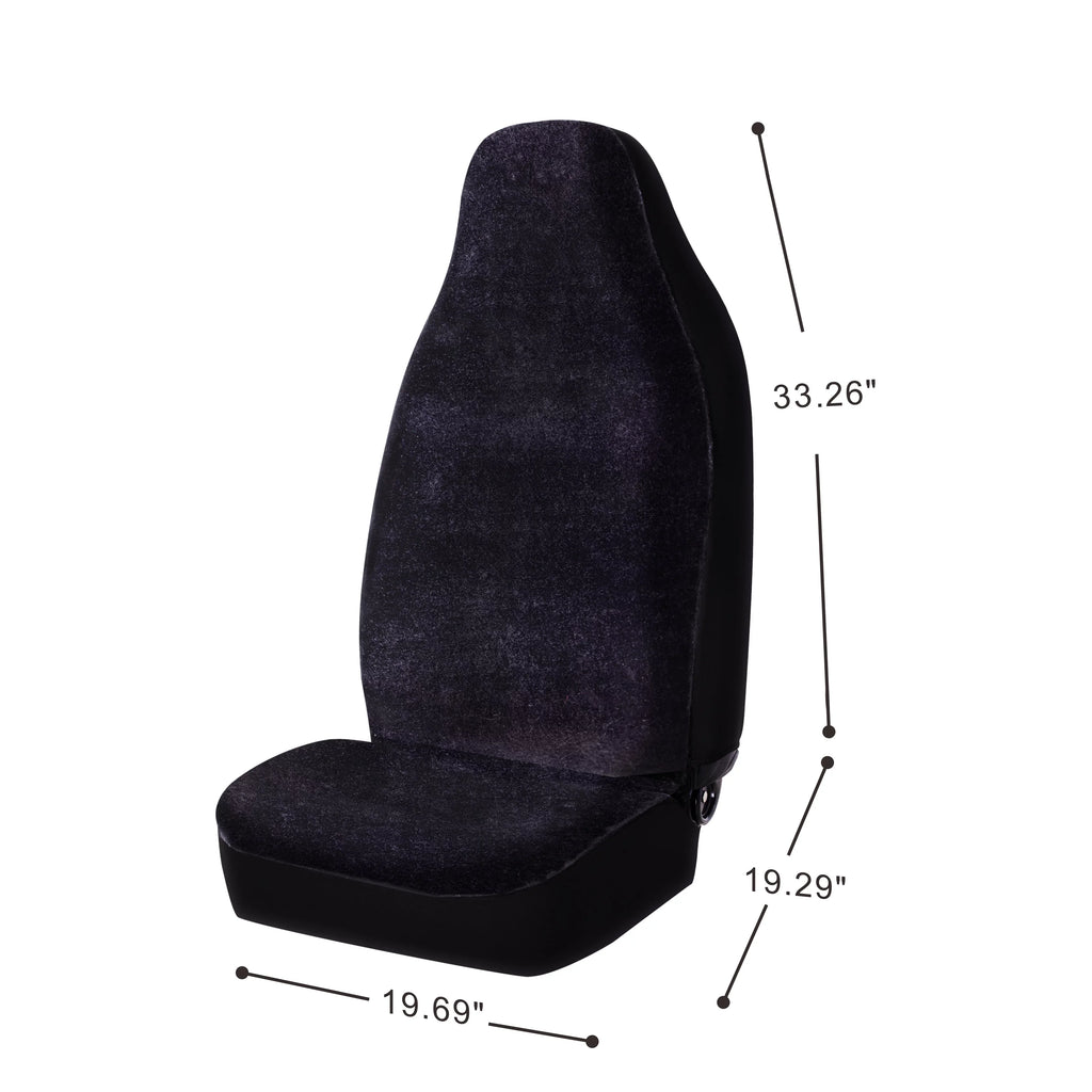 Auto Drive 2 Piece Car Seat Wrap High Back Soft Faux Fur Polyester Black, Universal Fit, 2002SC101