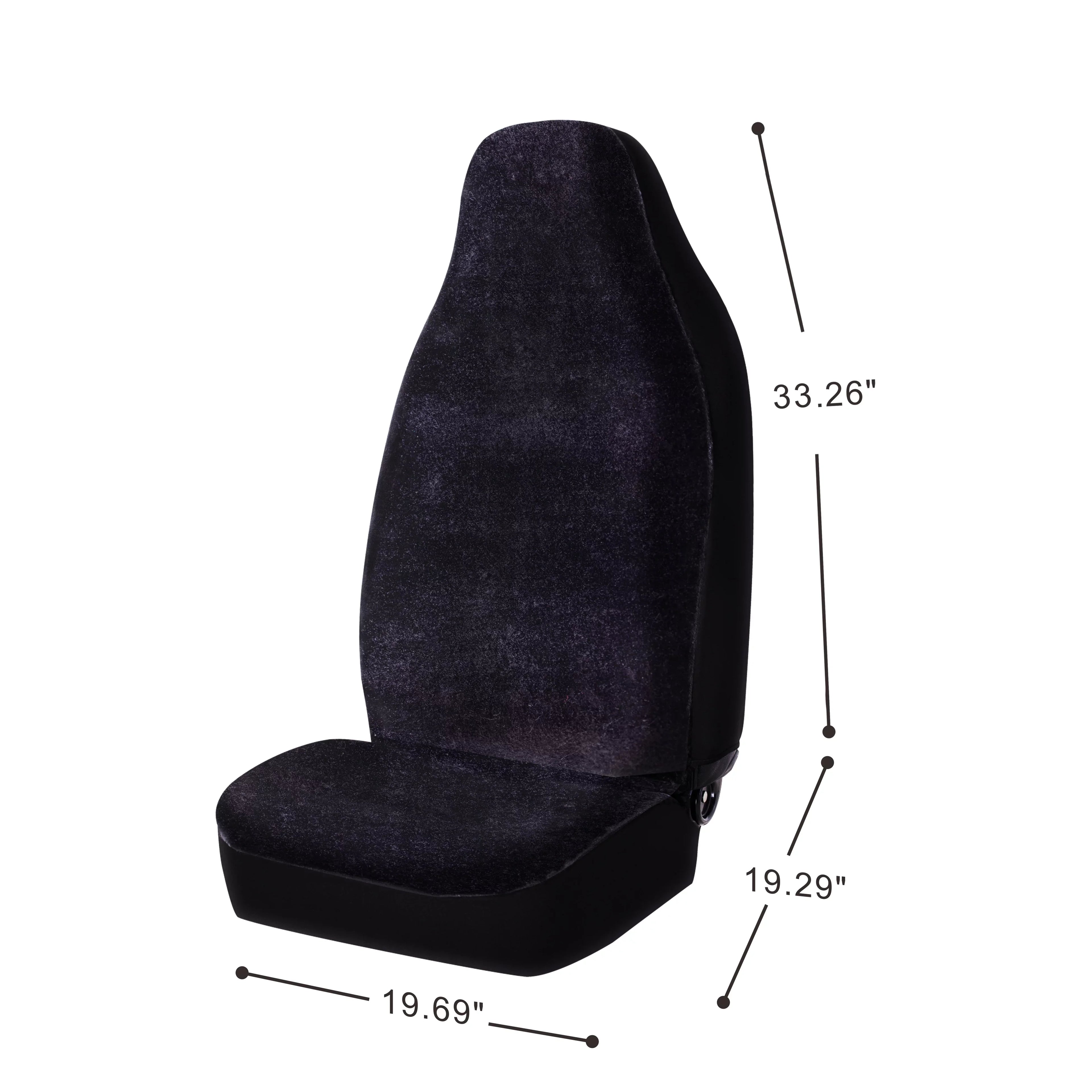Auto Drive 2 Piece Car Seat Wrap High Back Soft Faux Fur Polyester Black, Universal Fit, 2002SC101