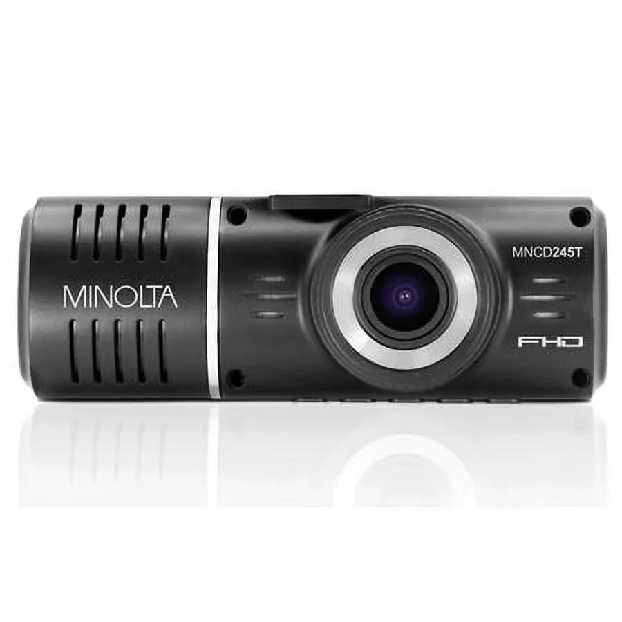 MNCD245T Full HD Front and Rear View 2.45" LCD Screen Dash Camera with 3-Channel Recording, Black