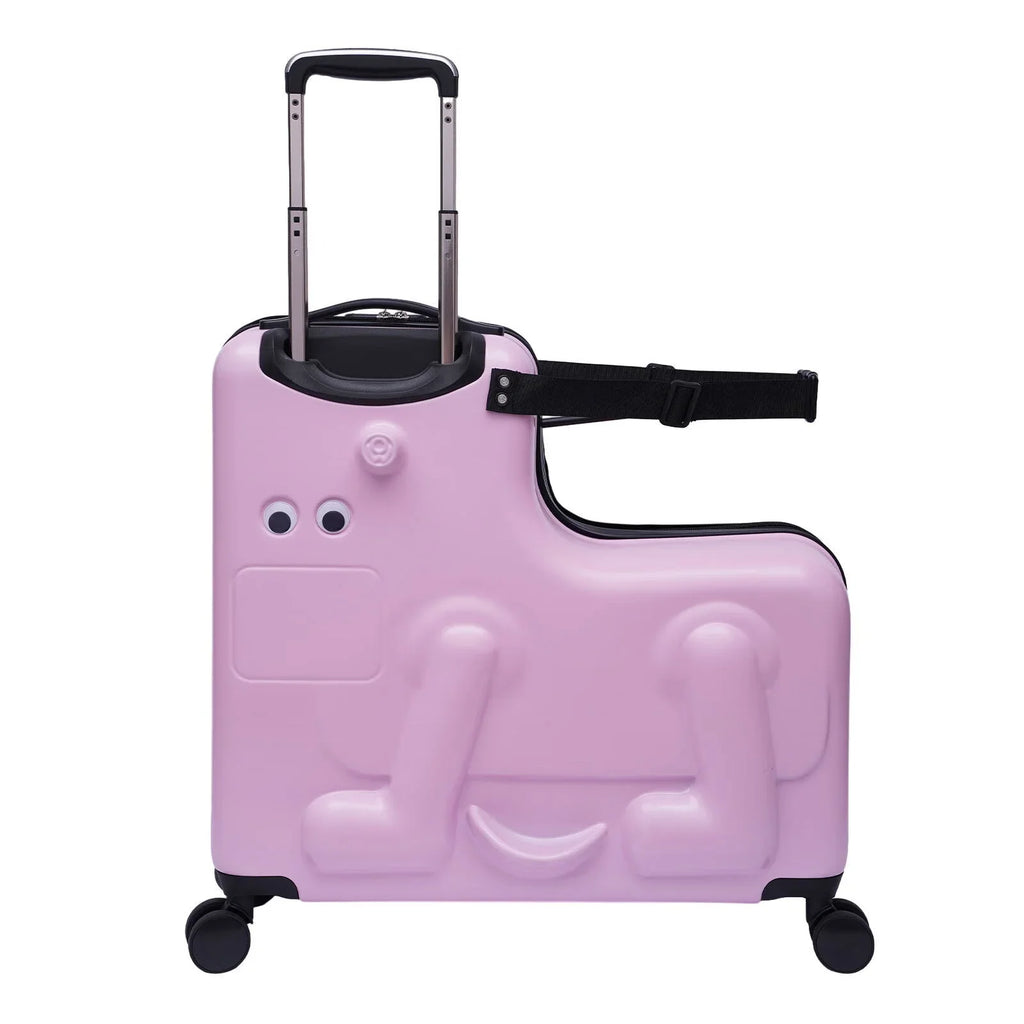 Wuzstar 24" Kid's Ride-on Travel Suitcase Portable Universal Wheel Waterproof Luggage,ABS+PC Aged 4-12 Years(Pink)