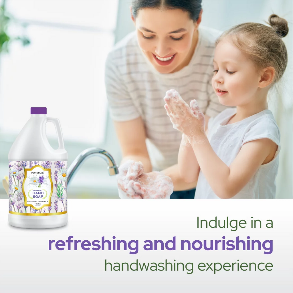Puremax Foaming Hand Soap Lavender Refills with Essential Oils | Gentle, Moisturizing 128 fl oz