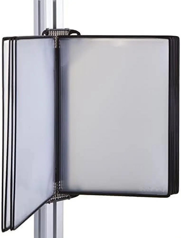 Djois Wall Mounted Reference And Display System, 10 Universal-Size Pockets, Double-Sided Viewing, Black Outer Frame, Professional PRO Series Model (TP920307)