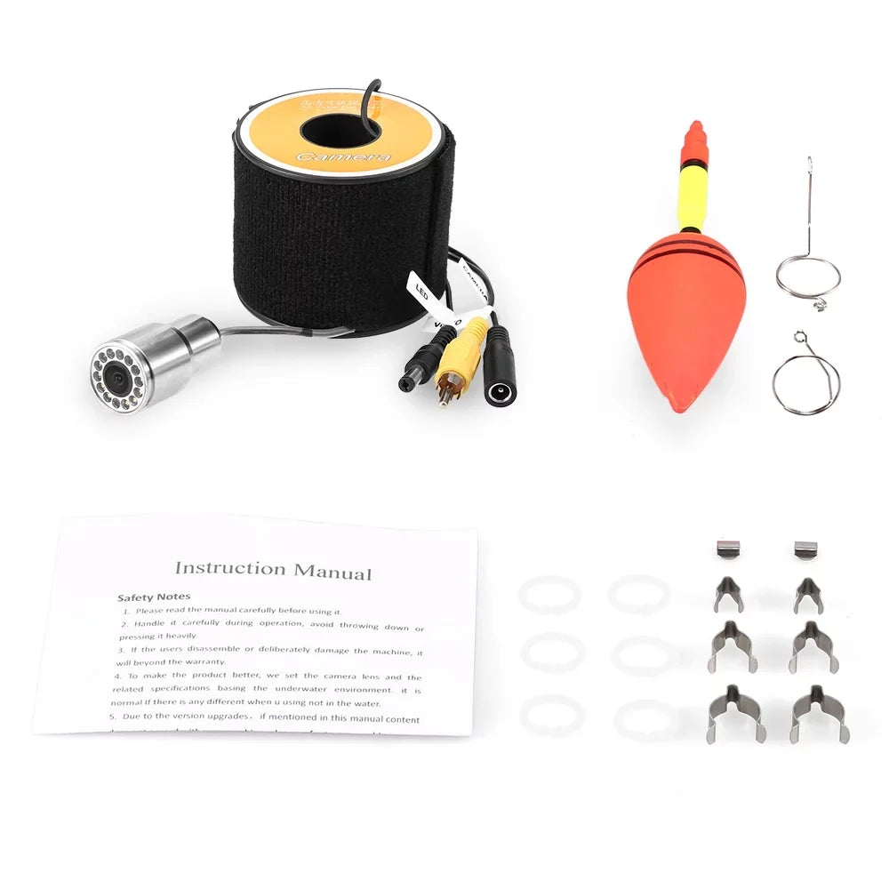 Anself 1200TVL Underwater Fishing 12 LEDs Waterproof Fish Shape Watercraft Ice Fishing Accessories with 15m30m50m Cable
