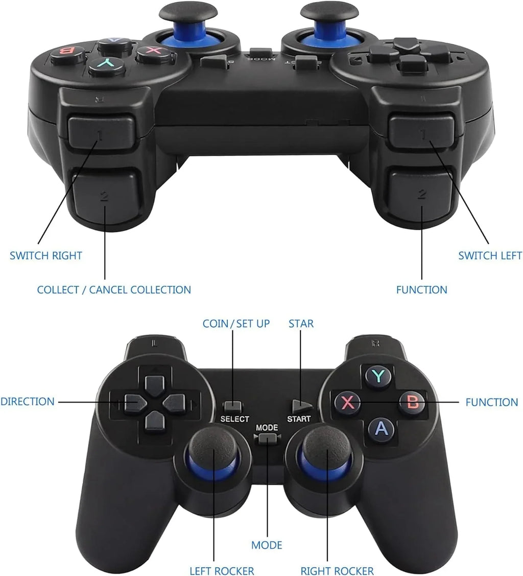 Retro Game Stick,Wireless Retro Game Console Built in 10000+ Games, 9 Emulators, Plug and Play Video Game Stick 4K HD Output with 2.4GHz Wireless Controllers (64G)
