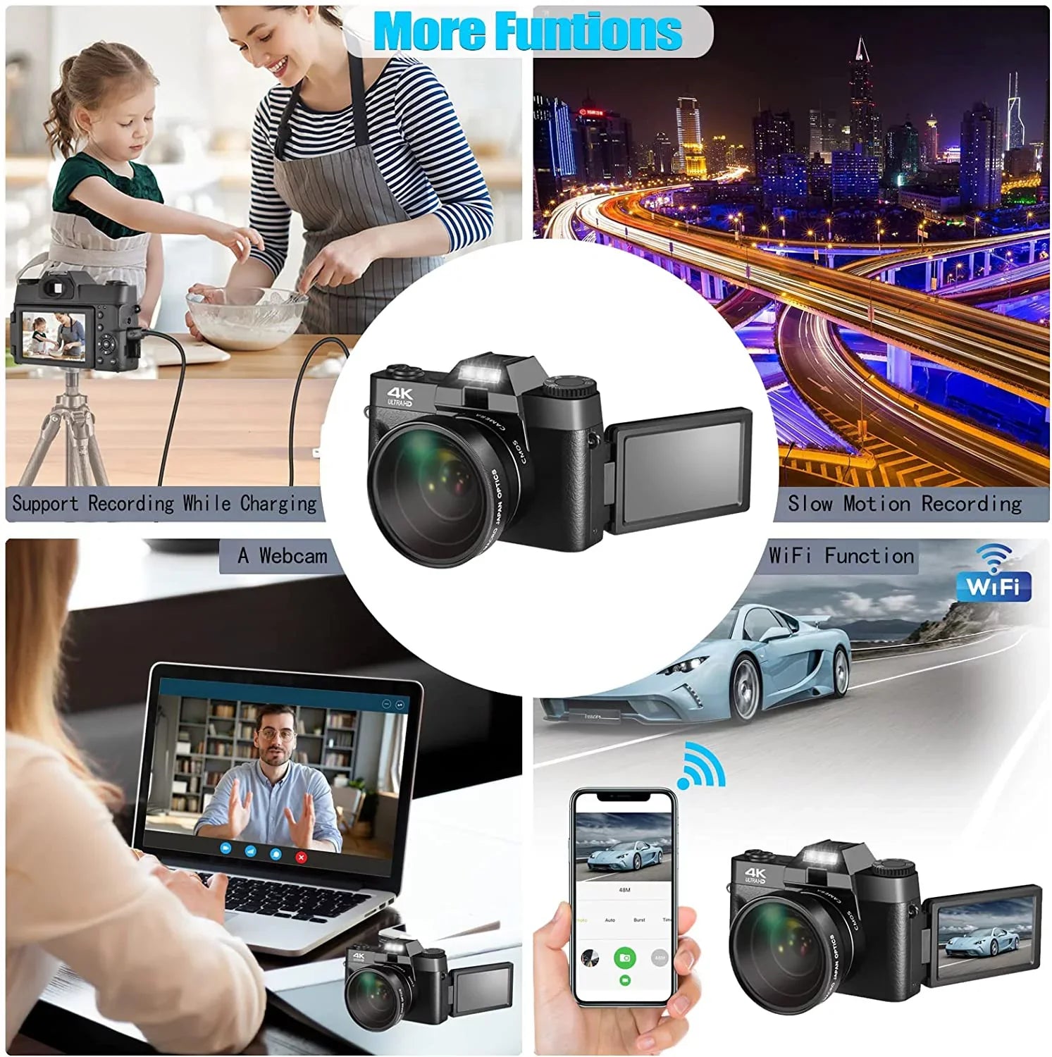 48MP Digital Camera for Photography,4K Vlogging Camera,Digital Camera for Kids and Adults with 180° Flip Screen,Wide-Angle Lens,Macro Lens,32 GB Micro Card,2 Batteries(Black)
