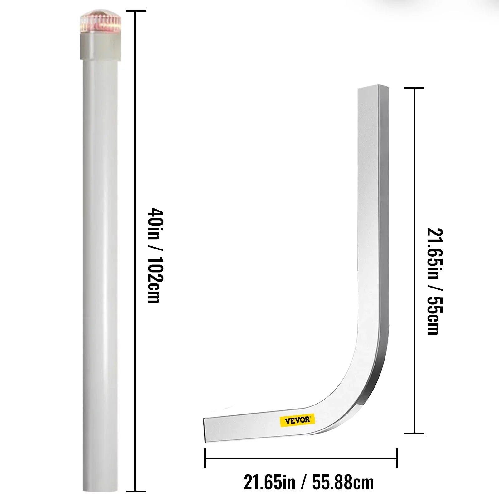 VEVORbrand Ship Trailer Guide-on, 40", 2pcs Galvanized Steel Trailer Post Guide on, with LED-Lighted PVC Tube Protection Mounting Hardware Included, for Ski Ship Fishing Watercraft or Watercraft Trailer