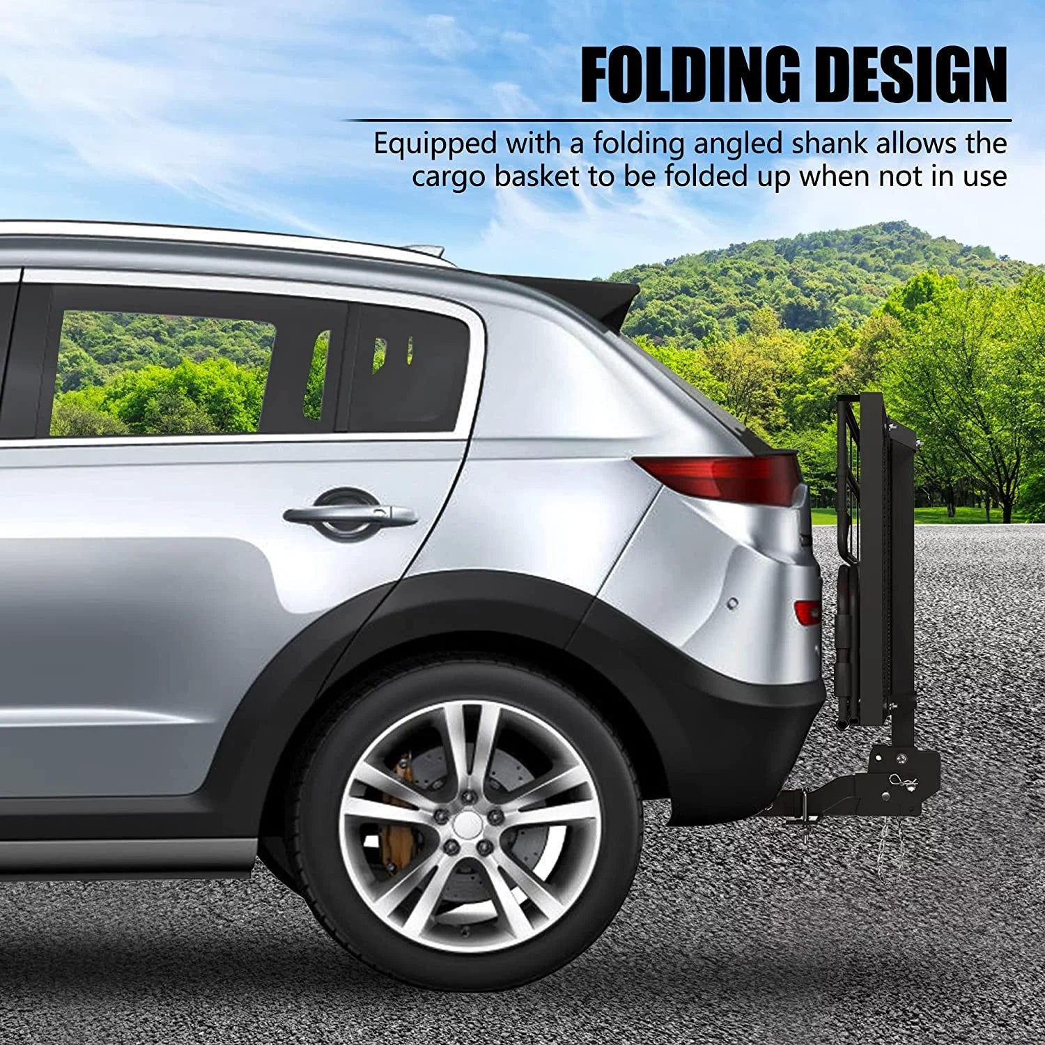 WAGEE 500 Lbs Heavy Duty Hitch Mount Cargo Carrier 60" x 24" x 14.4" Folding Cargo Rack Rear Luggage Basket Fits 2" Receiver for Car SUV Camping Traveling