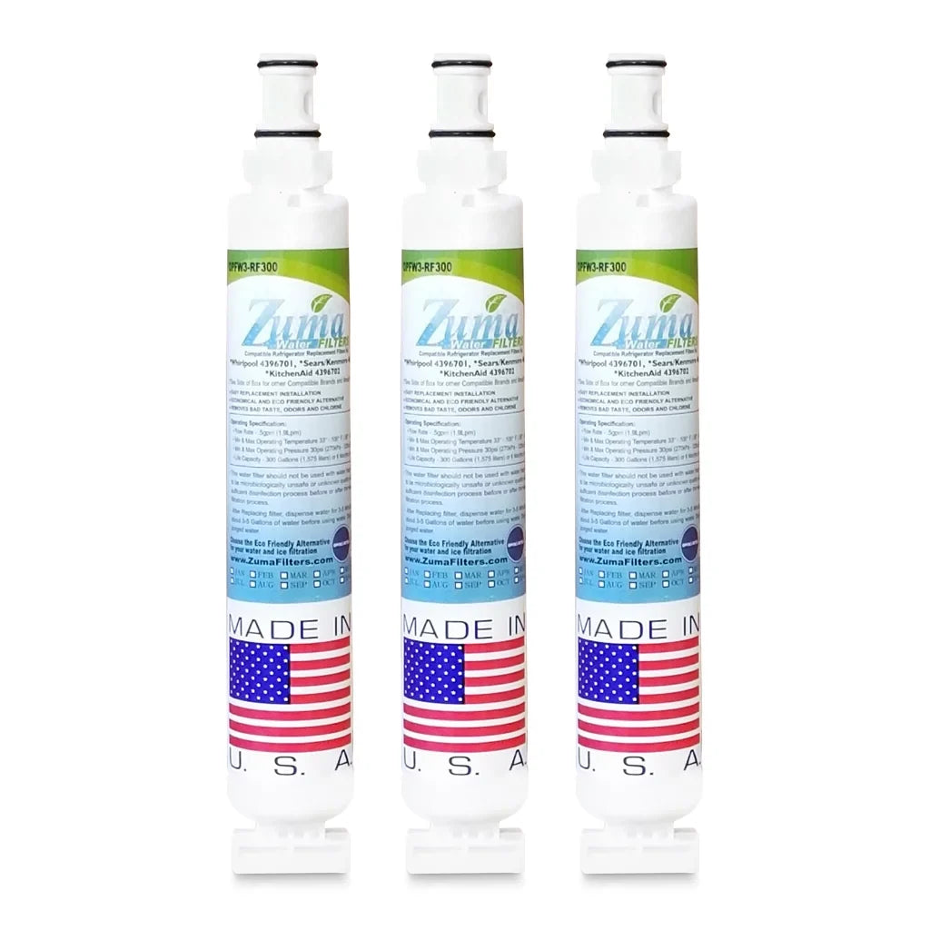 ZUMA Brand , Water and Ice Filter , Model # OPFW3-RF300 , Fitting with Whirlpool® WF293 - 3 Pack - Made in U.S.A.