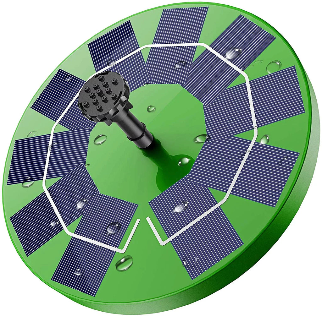 AISITIN 3W Solar Fountain Pump Solar Water Pump, Floating Fountain Built-in 1200mAh Battery, with 6 Nozzles, for Bird Bath, Fish Tank, Pond or Garden Decoration Solar Aerator Pump (Green)