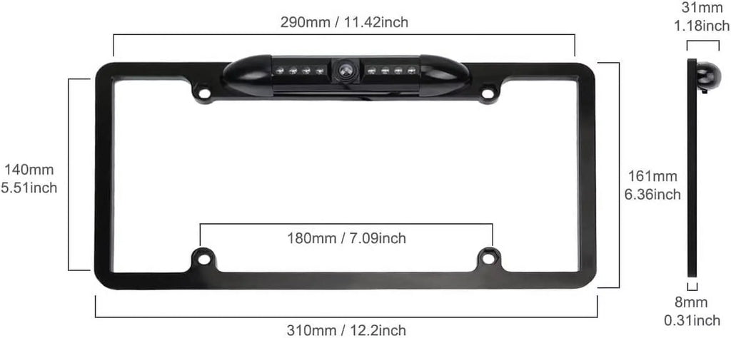 CAM115 Backup Camera Frame License Plate Matching with Clarion, Dual, BOSS, Jensen, Stinger, Pioneer, SoundStream, Sony, Kenwood, JVC, Rockford Fosgate,