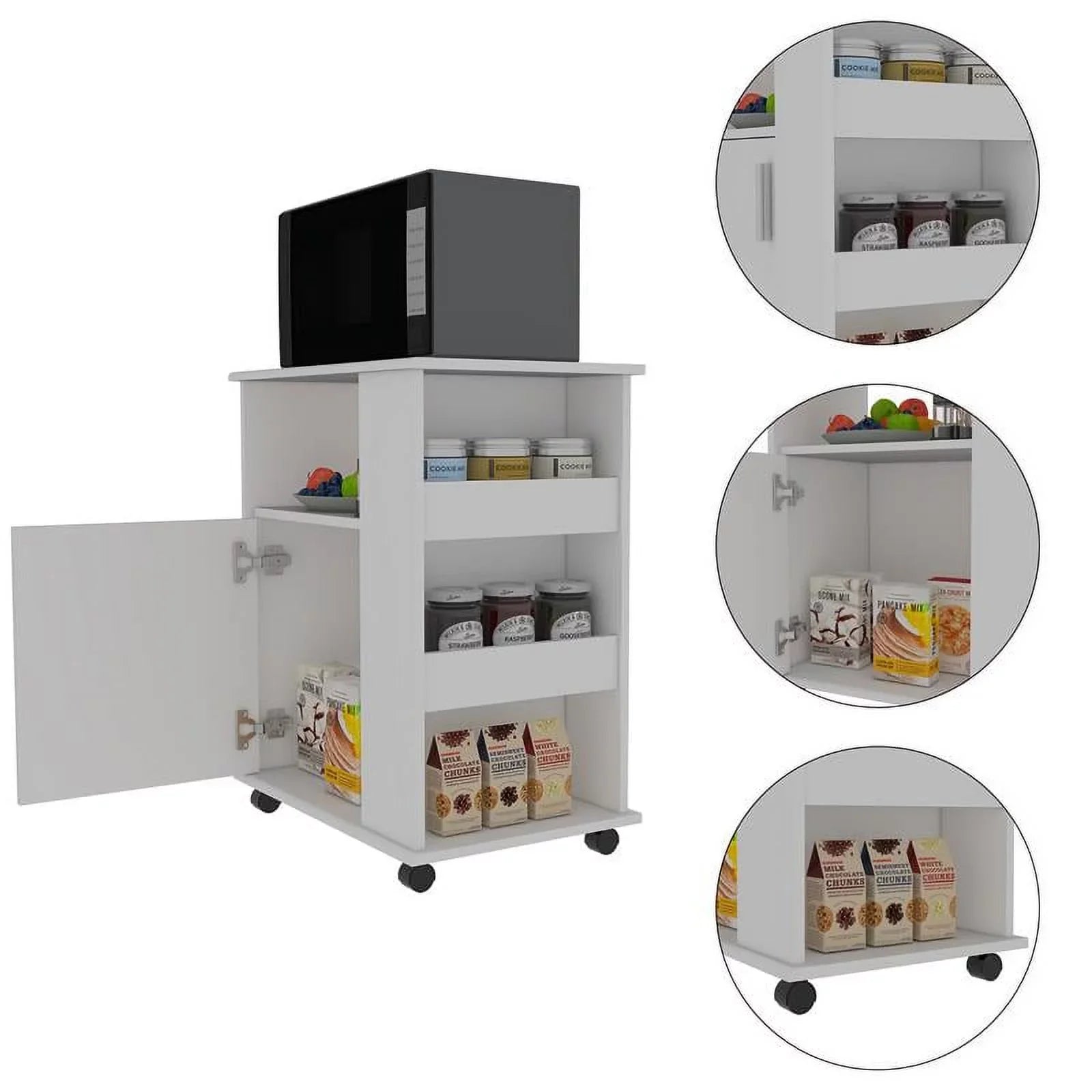 Home Square 2-Piece Set with Utility Sink with Cabinet and Kitchen Service Cart