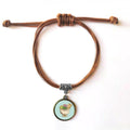 biscuit cup ice ball bracelet leather hide rope wristband brown jewelry