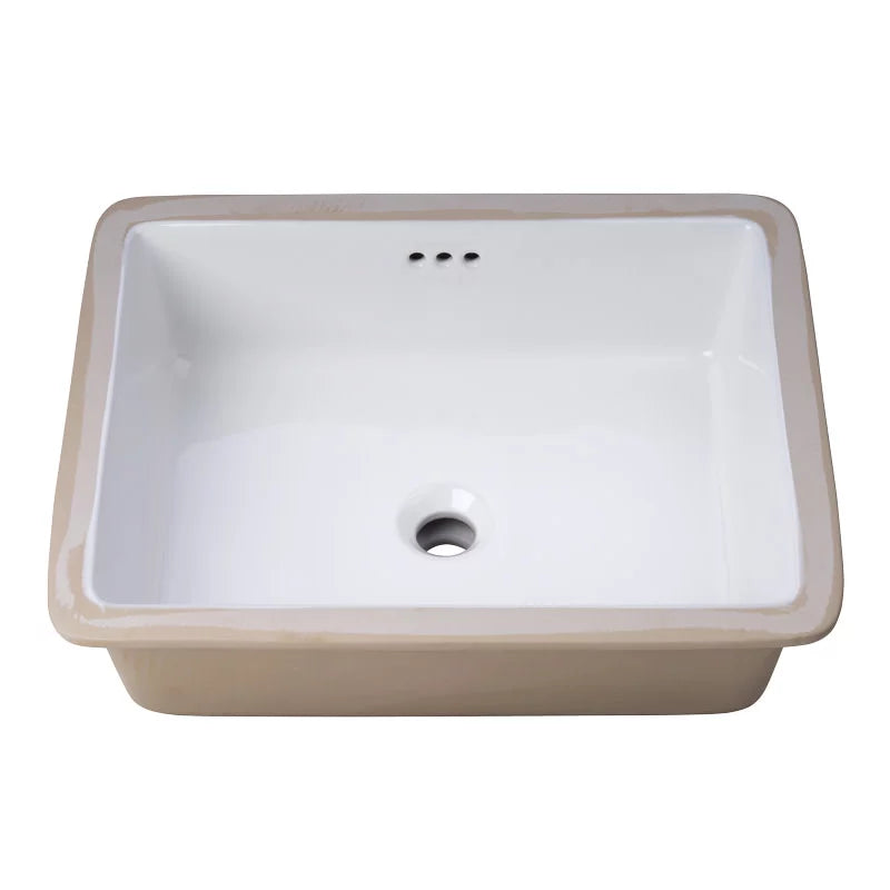 Miseno 17 x 13 in. Rectangular Undermount Bathroom Sink with Rear Overflow, White