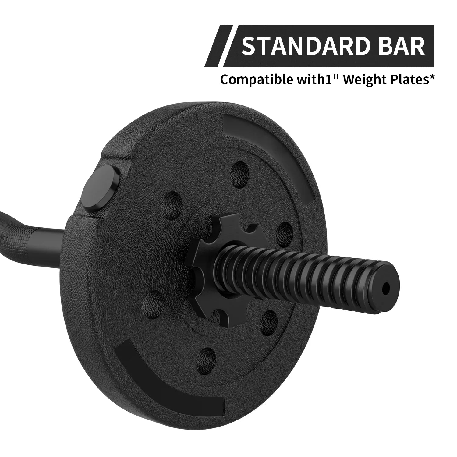 FIXTECH 47'' Olympic Curl Bar with Collars for All Standard Plates, 220-Pound Capacity, Black