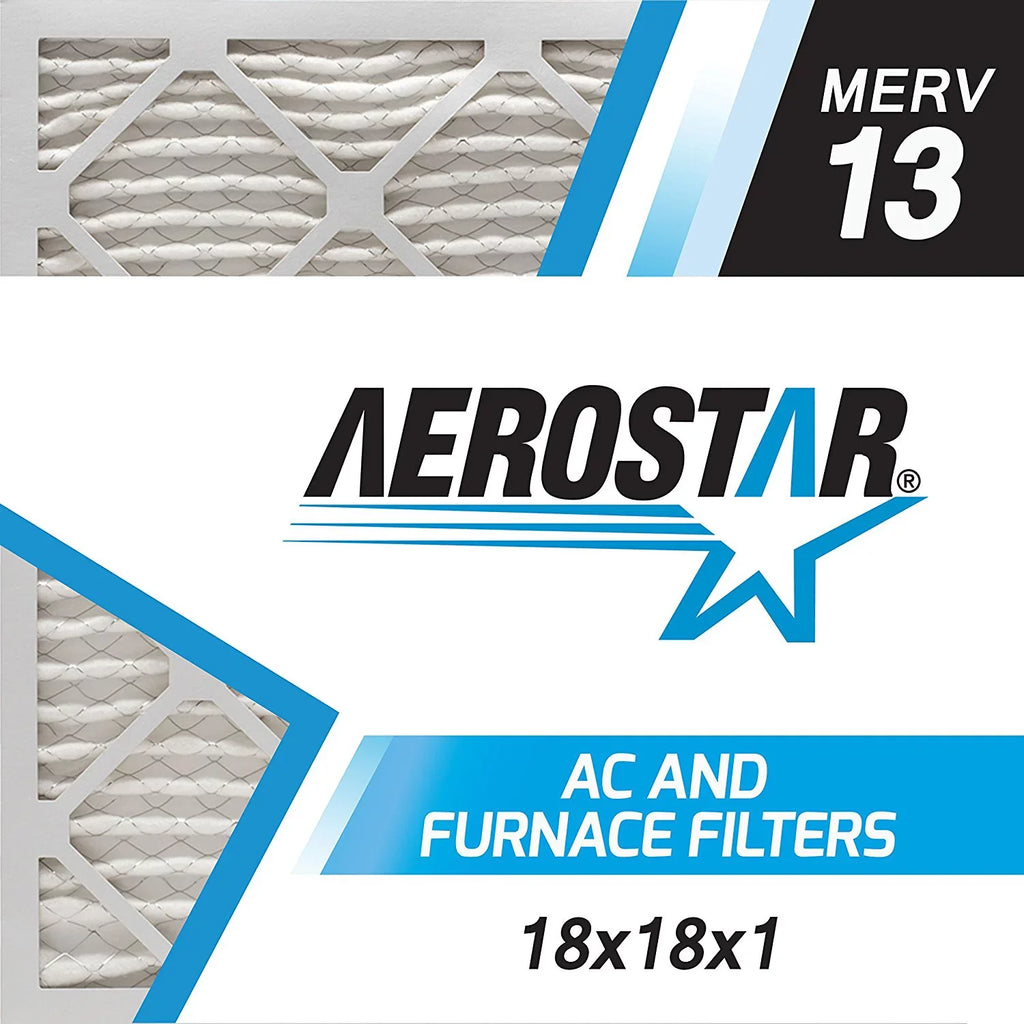 Aerostar Pleated Air Filter, MERV 13, 18x18x1, Pack of 6, Made in the USA