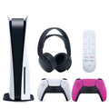 Sony Playstation 5 Disc Version (Sony PS5 Disc) with Extra Nova Pink Controller, Black PULSE 3D Headset and and Media Remote Bundle with Cleaning Cloth