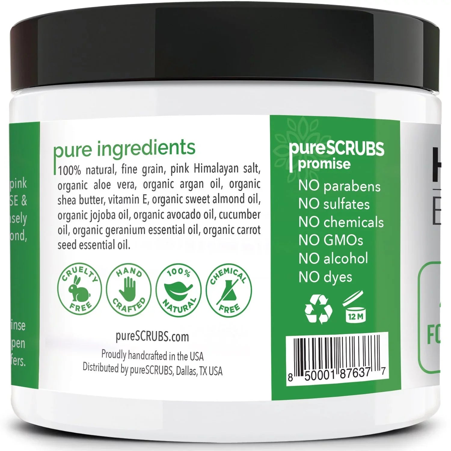 pureSCRUBS Premium Pink Himalayan Salt Body Scrub Set- Large 16oz CUCUMBER BODY SCRUB - Infused With Organic Essential Oils & Nutrients + FREE Wooden Spoon, Loofah & Mini Exfoliating Bar Soap