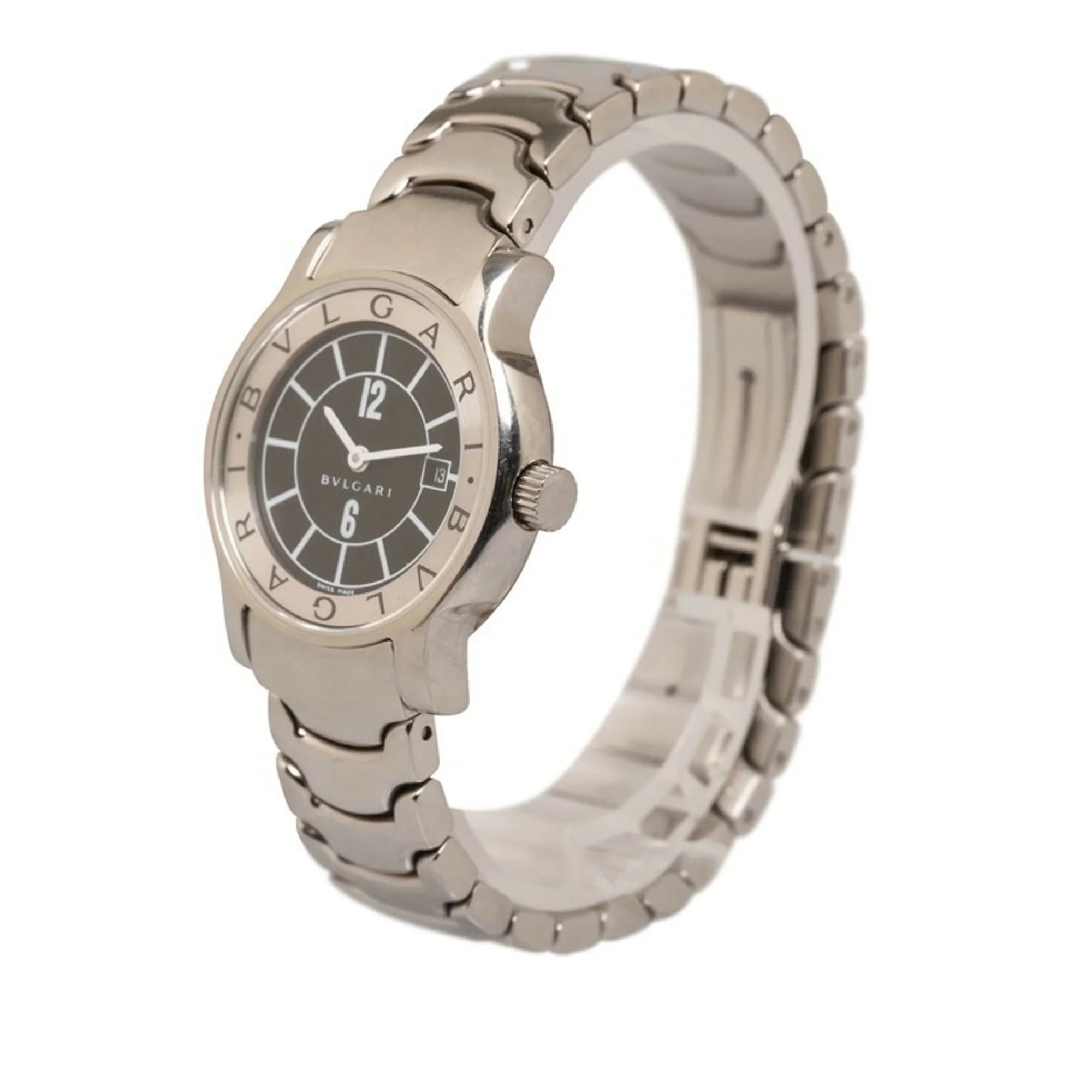 Pre-Owned Bvlgari Solo Tempo Watch ST29S Quartz Black Dial Stainless Steel Ladies BVLGARI (Good)