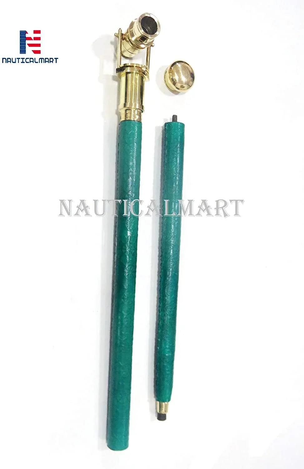 Nautical Collectible Brass Telescope Spyglass Walking Stick Head Foldable Cane Marine Prop