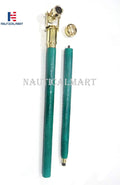 Nautical Collectible Brass Telescope Spyglass Walking Stick Head Foldable Cane Marine Prop