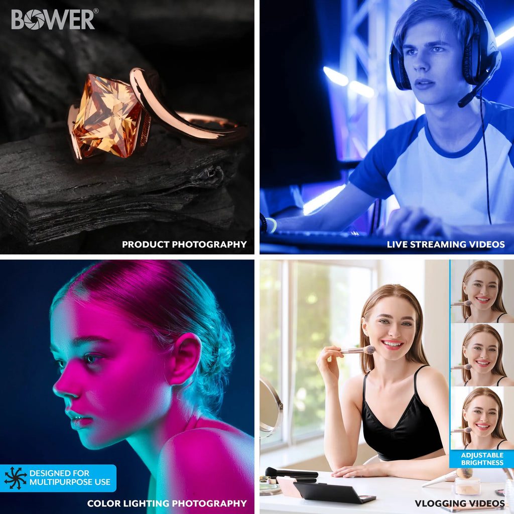 Bower 2-Pack LED Kit: RGB, White & Special Effects for Brilliant Content Creation