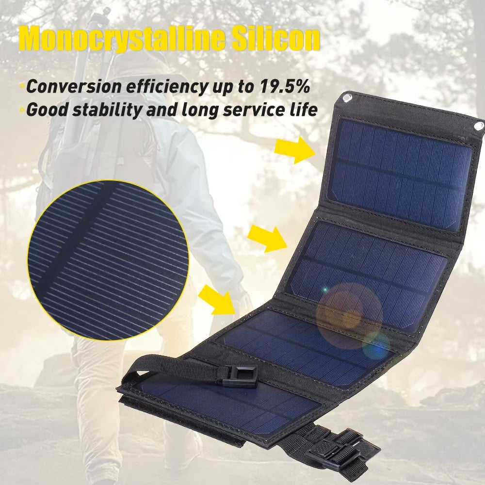 DFITO 80W USB Solar Panel Kit, Folding Power Bank, Portable Sun Power Solar Panel Charger for Outdoor Camping Hiking Phone Charger
