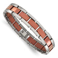 The Black Bow Men's Tungsten Polished & Brown Plated Panther Link Bracelet, 8.25 In