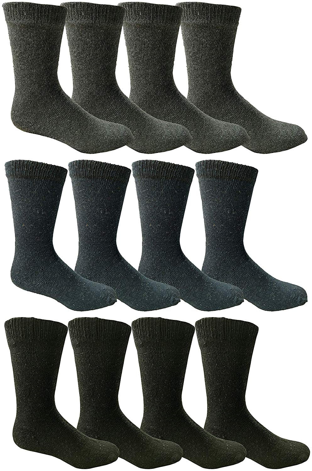 Yacht & Smith Mens Thermal Winter Camping Boot Socks, Value Pack (12 Pack)
