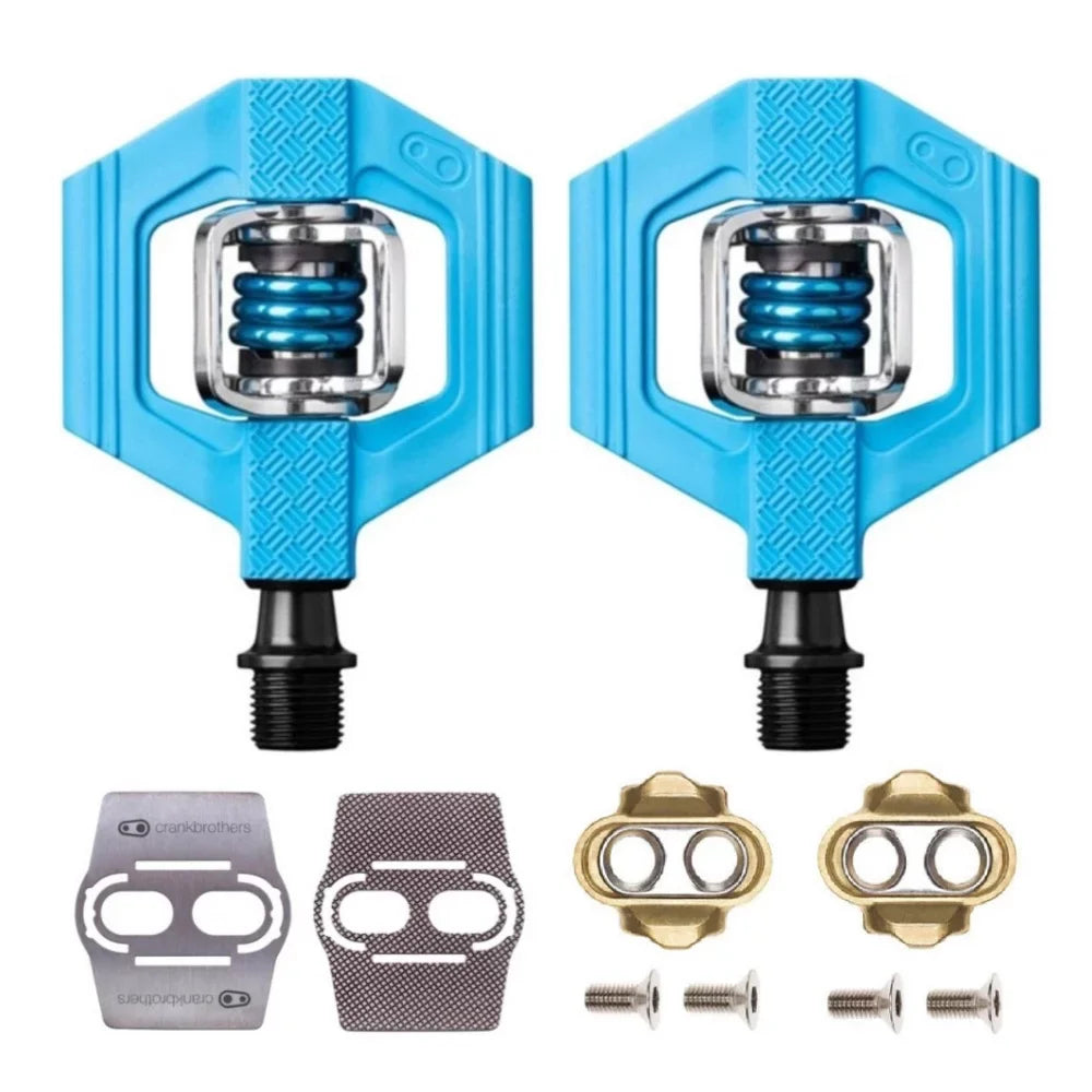 Crankbrothers Candy 1 Bike Pedals (Blue) with Cleats and Shoe Shields Set