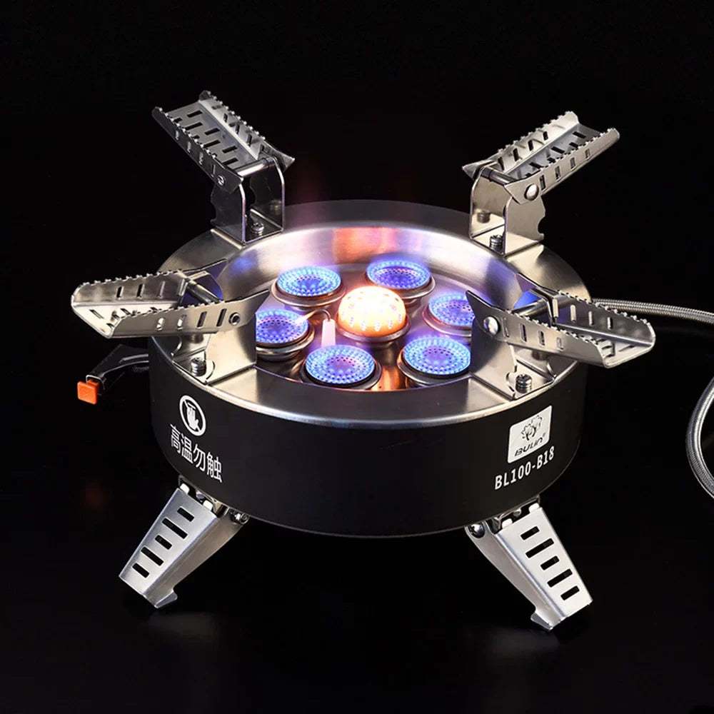 Dcenta Collapsible Camping Stove, 18000W High Seven core Gas Stove, Windproof Backpacking Stove, Fishing Hiking Traveling