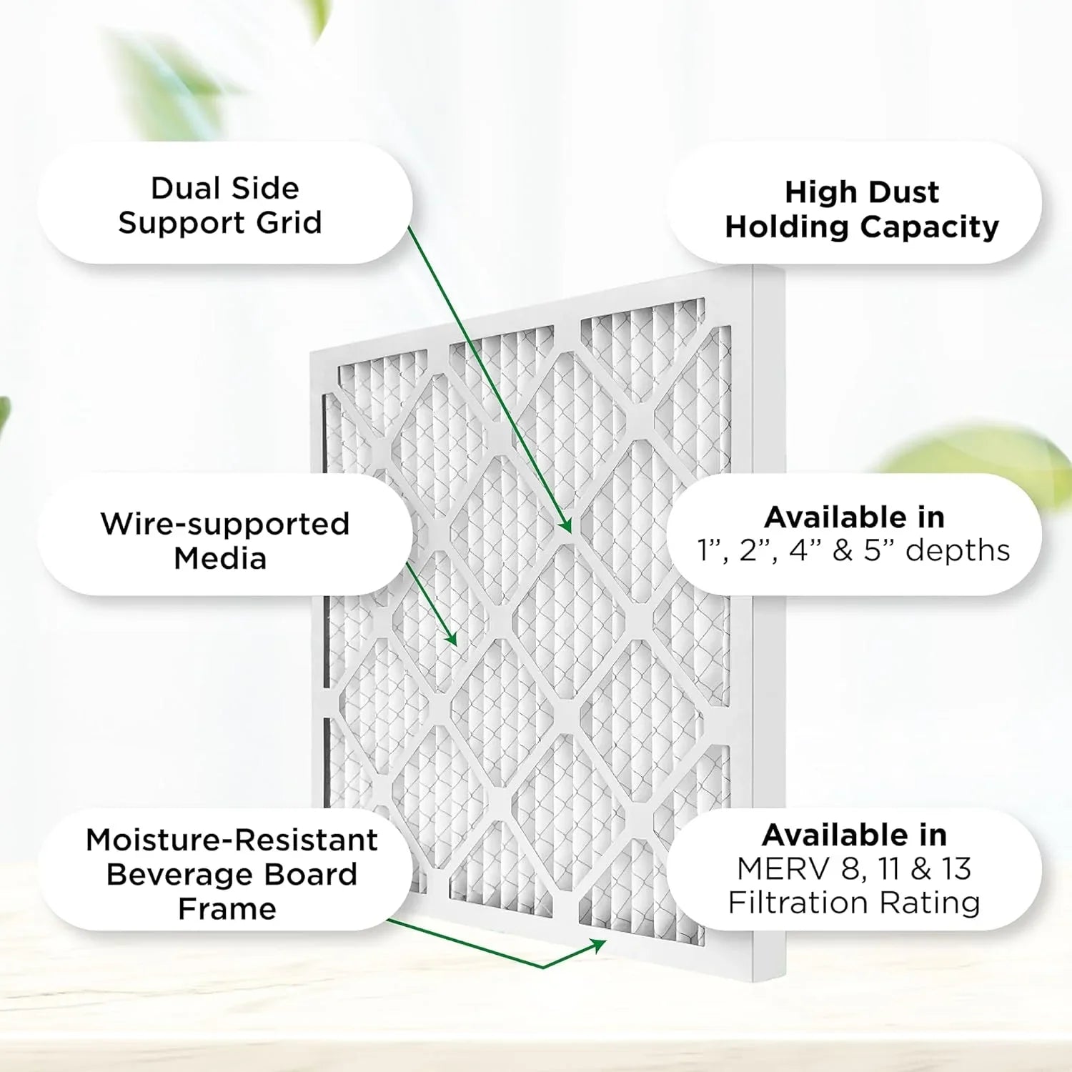 14X14x1 MERV 8 Pleated HV Furne Air Filters. Case Of 12. Size: 13-3/4 X 13-3/4 X 3/4