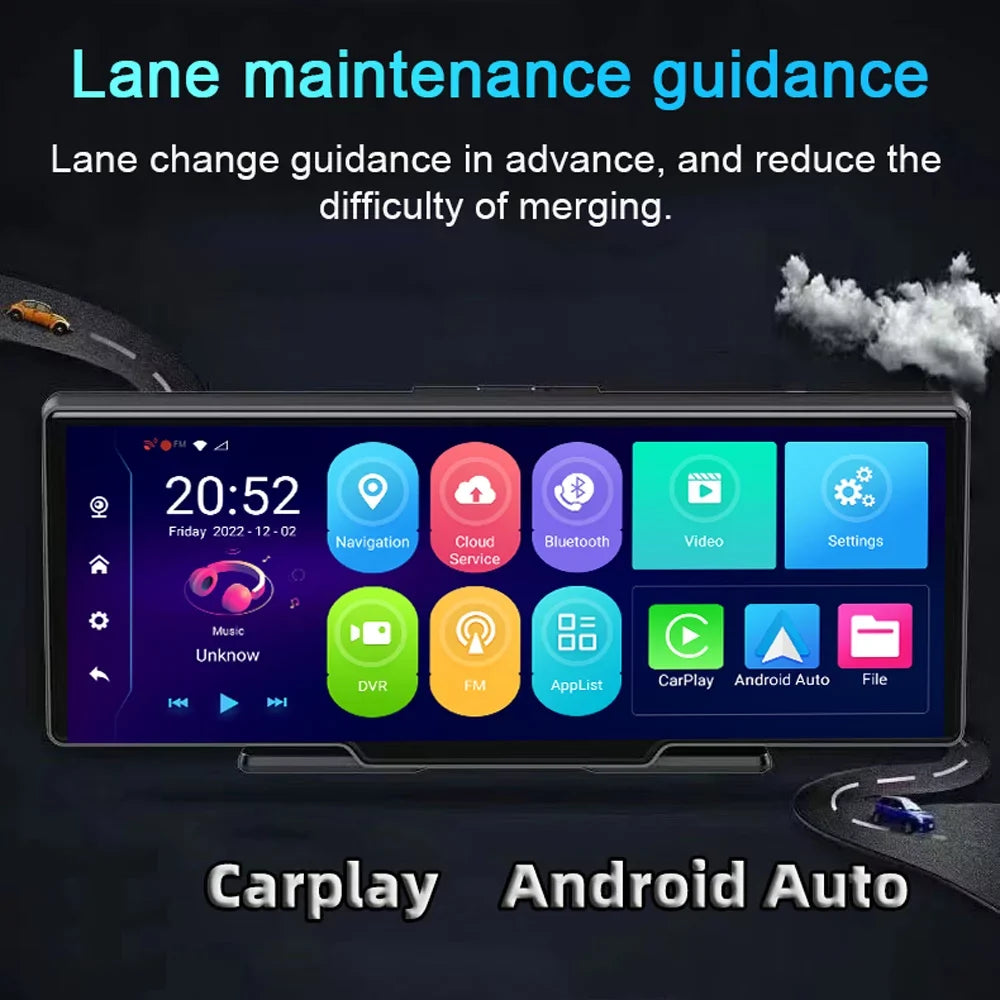 Dual Lens Car Dash Cam: Multi-language Car Video Recorder - Night Vision, 10.26in DVR, 170 Degree Wide Angle, GPS Navigation Camcorder - Enhance Your Car Safety and Navigation Experience