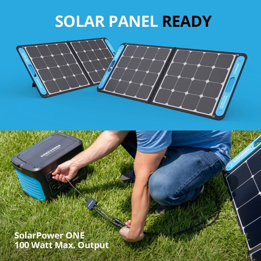 GENEVERSE 100 Watts SolarPower One Monocrystalline Portable Solar Panel with built-in USB-C and USB-A ports