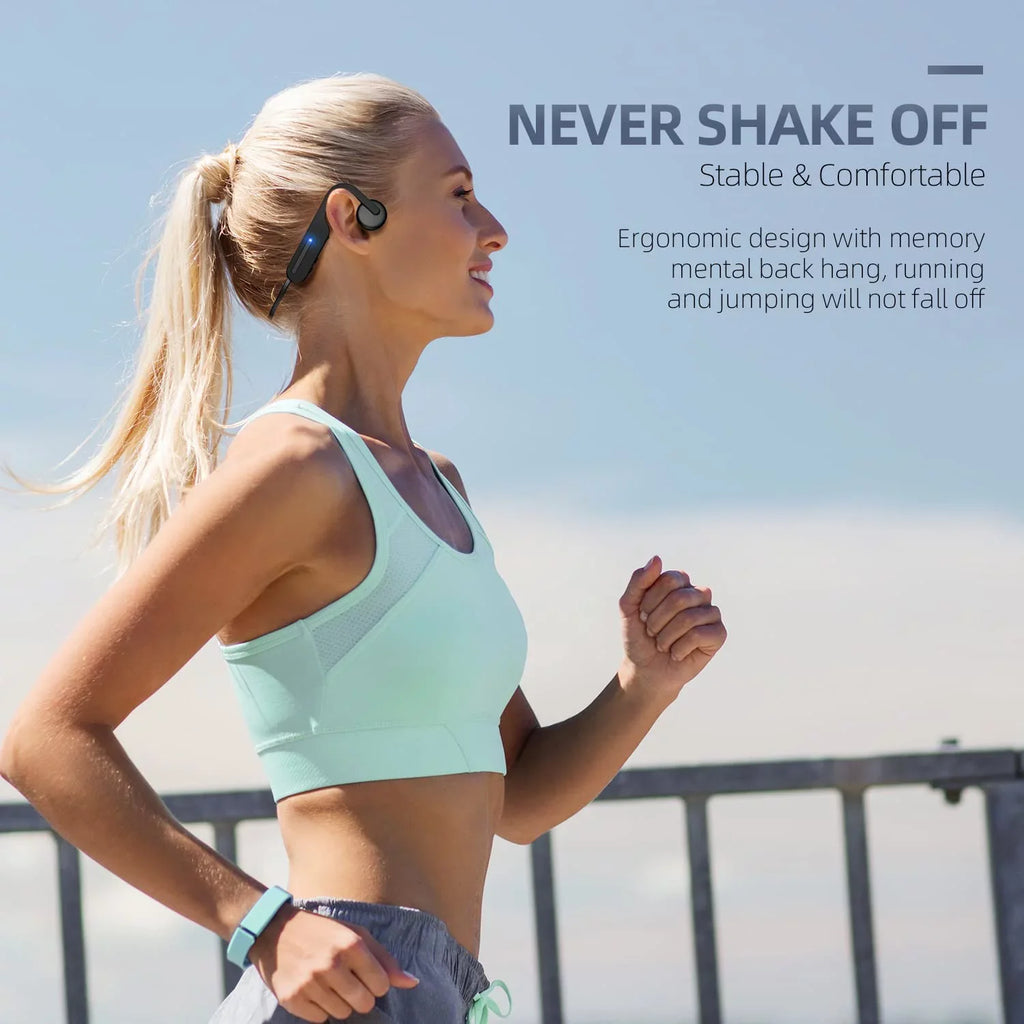Bone Conduction Headphones, Open Ear Headphones, Bluetooth 5.0 Sports Wireless Earphones, Sweat Strong Headset for Running, Cycling, Hiking, Driving