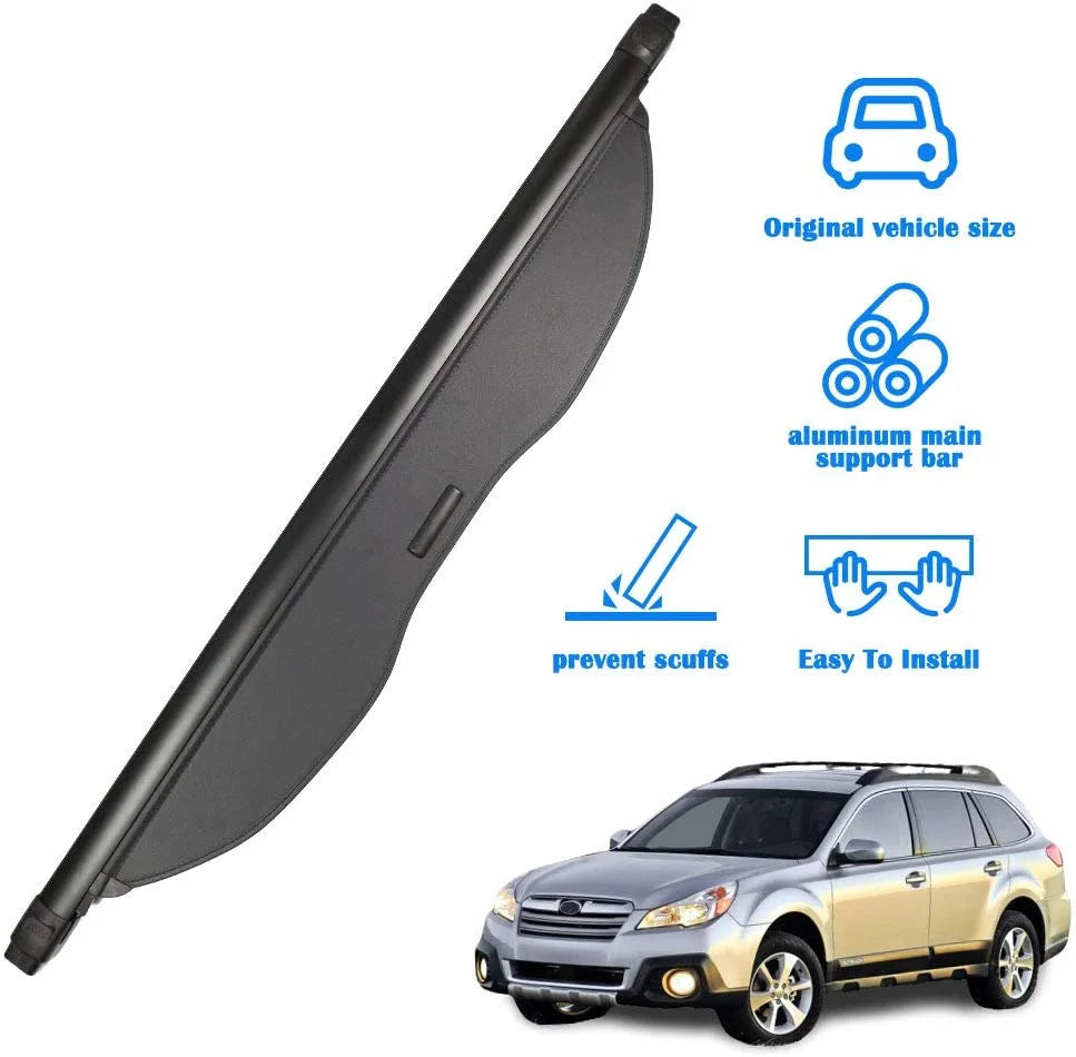 Fit 2010-2014 Subaru Outback Retractable Cargo Coating for 2010 2011 2012 2013 2014 Subaru Outback Manual Tailgate Wagon Accessory Rear Trunk Privacy Shield Shade, Black