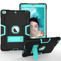 Allytech Case for New iPad 9.7 2018 2017,iPad 6th/5th Generation Case,Three Layer Shockproof Armor Defender Protective Case Coating for Apple iPad 9.7 2017/2018 A1893 A1954 A1822 A1823 (Black/Aqua)